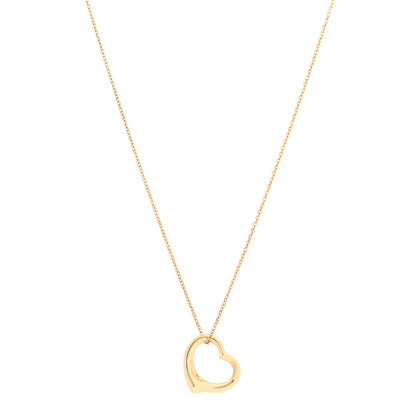 Tiffany 18K Yellow Gold 16mm Elsa Peretti Open Heart Pendant Necklace 1 of 6