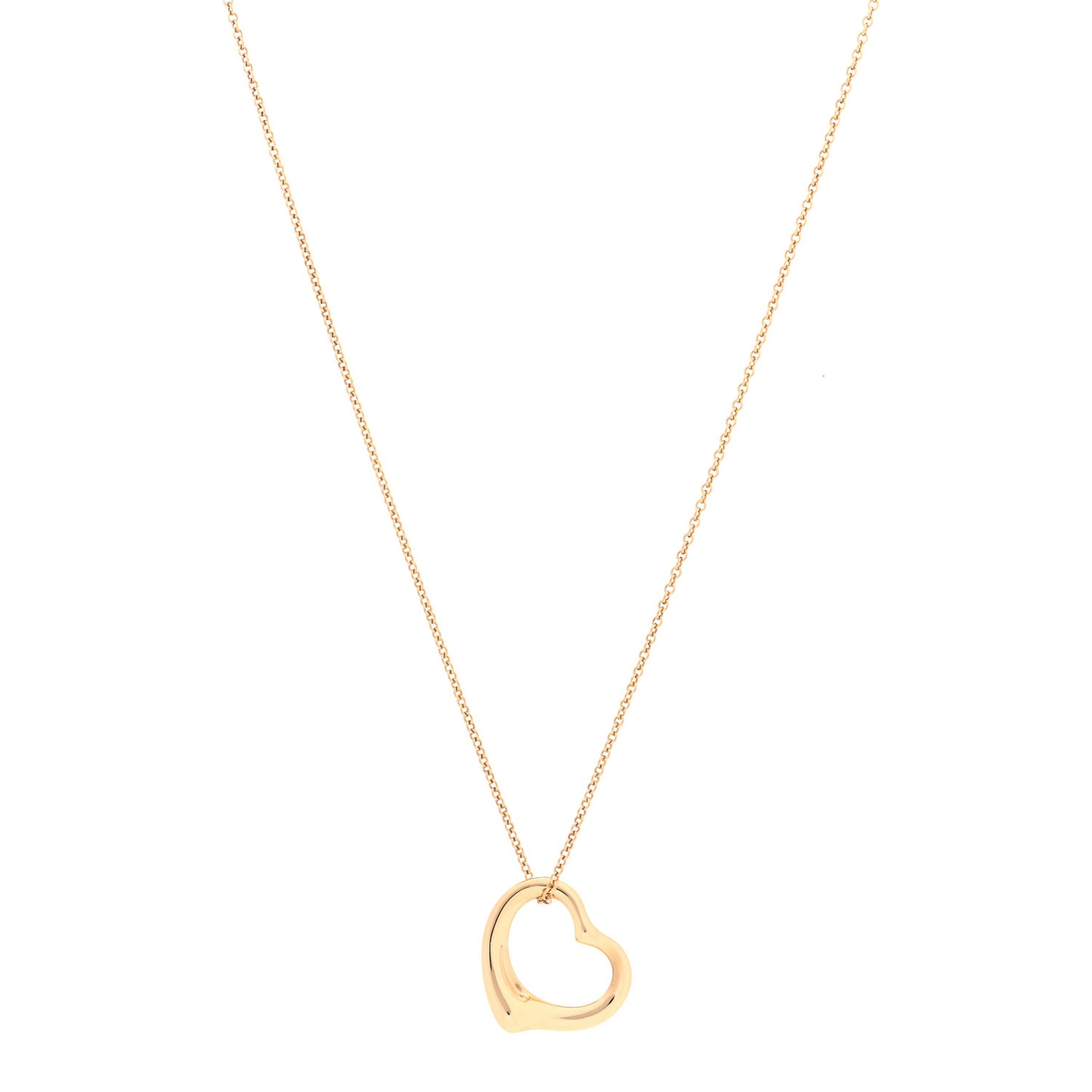 18K Yellow Gold 16mm Elsa Peretti Open Heart Pendant Necklace
