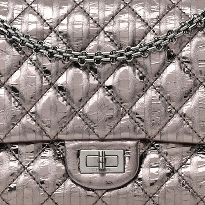 Chanel Metallic Calfskin Striped 2.55 Reissue 226 Flap Dark Silver 8 of 12