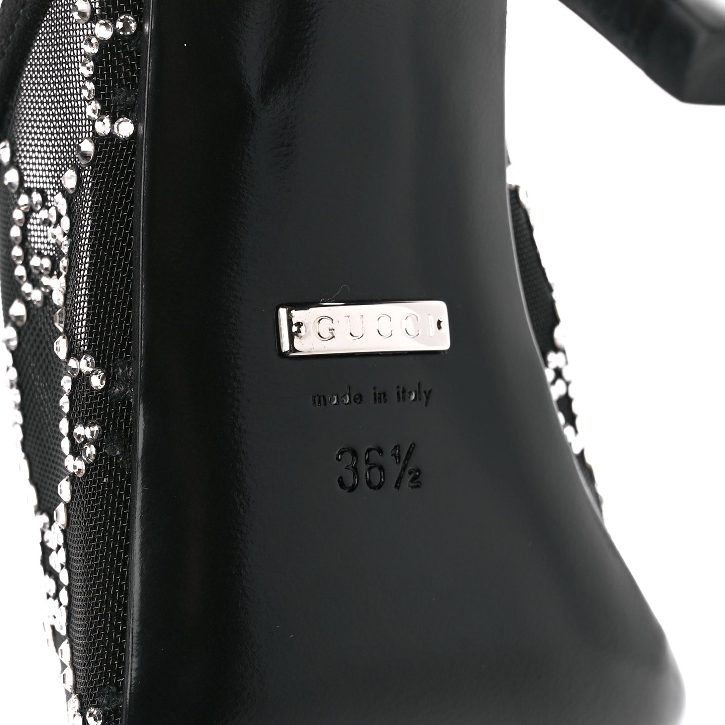 Tela Retino Kid Scamosciato Crystal GG Monogram Square G 95mm Slide Sandals 36.5 Black