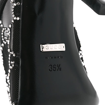 Gucci Tela Retino Kid Scamosciato Crystal GG Monogram Square G 95mm Slide Sandals 36.5 Black 7 of 10