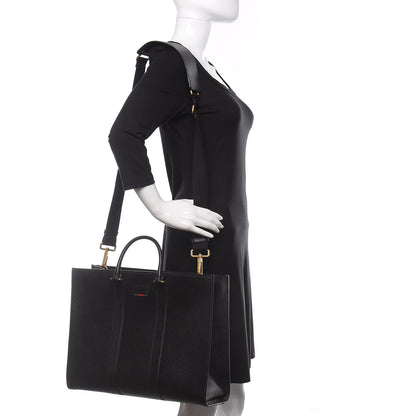 Gucci Grained Calfskin Web Top Handle Tote Black 2 of 10