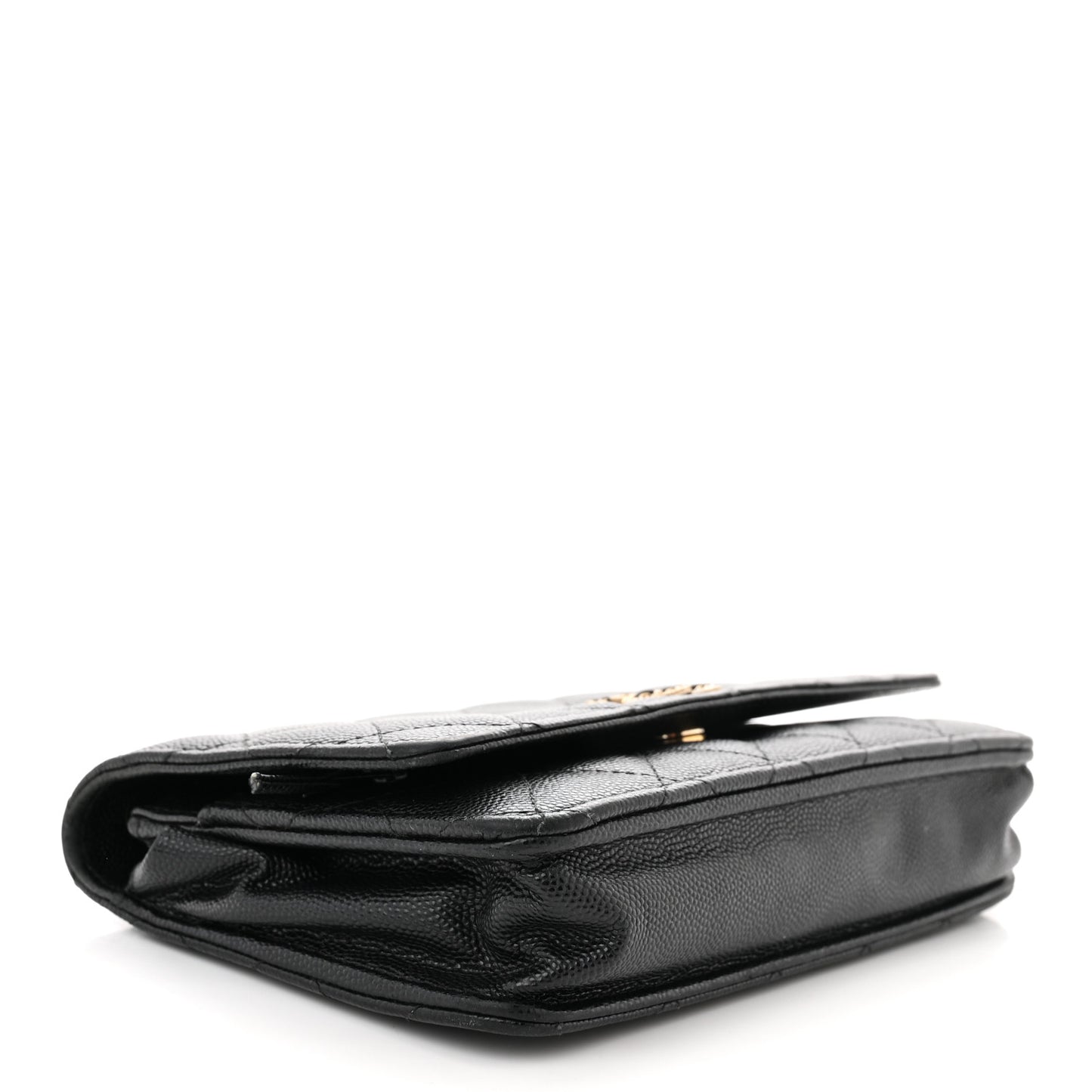 Caviar Quilted Crystal CC Wallet On Chain WOC Black