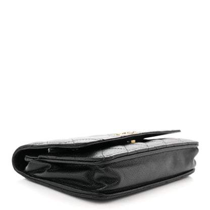 Chanel Caviar Quilted Crystal CC Wallet On Chain WOC Black 4 of 15