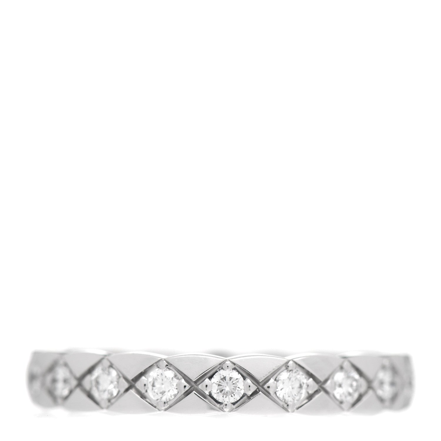 Chanel 18K White Gold Diamond Mini Coco Crush Ring 54 6.75 3 of 5