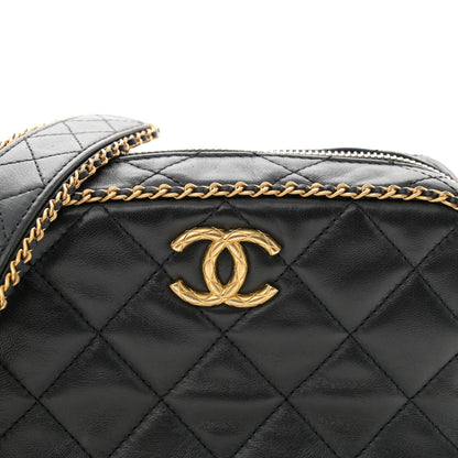 Chanel Lambskin Quilted Chain CC Mini Camera Case Black 8 of 10