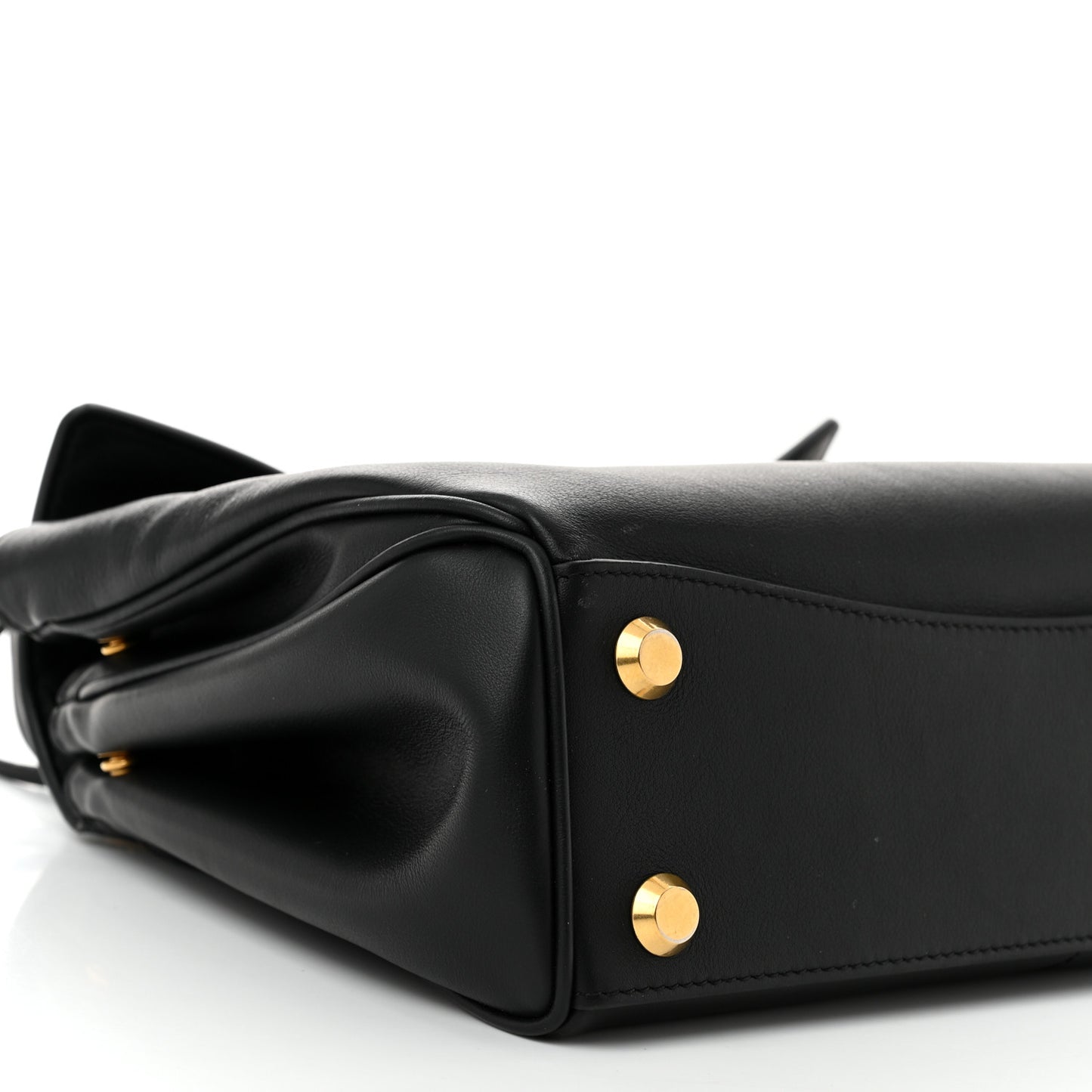 Natural Smooth Calfskin Small Rodeo Top Handle Handbag Black