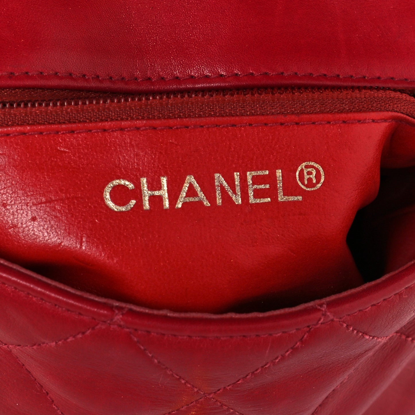 Lambskin Quilted Flap Waist Belt Bag Red