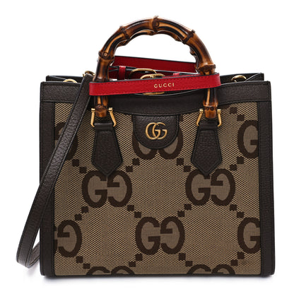 Gucci Monogram Jumbo GG Textured Dollar Calfskin Small Diana Tote Bag Camel Ebony New Acero Pomegranate Red 1 of 11