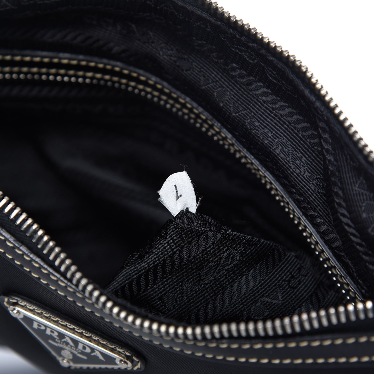 Prada Tessuto Nylon Soft Calfskin Shoulder Bag Black 9 of 10