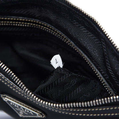 Prada Tessuto Nylon Soft Calfskin Shoulder Bag Black 9 of 10