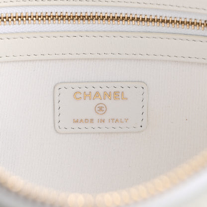 Chanel Calfskin Crocodile Embossed Cocodile Medium Cosmetic Case White Gold 6 of 8