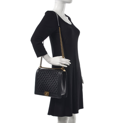 Chanel Glazed Calfskin Quilted Large Boy Flap Black 2 of 14