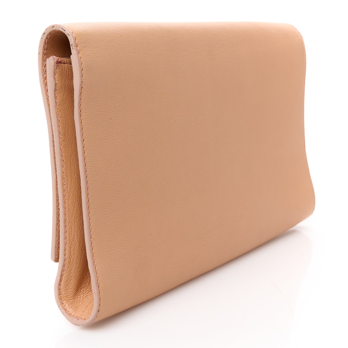 Textured Calfskin Monogram Large Belle De Jour Clutch Beige
