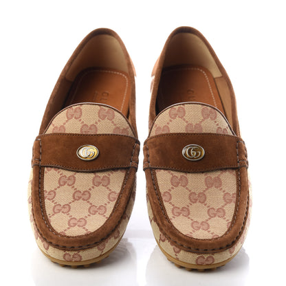 Gucci GG Monogram Suede Mens Driver Loafers 8.5 Beige Ruggine Cuir 5 of 10