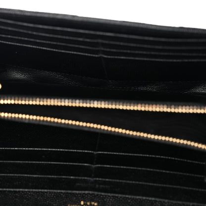 Saint Laurent Grain De Poudre Matelasse Chevron Monogram Flap Wallet Black 5 of 9