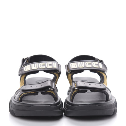 Gucci X SEGA Nappa Mesh Mens Aguru Sandals 9 Loess Black 2 of 8