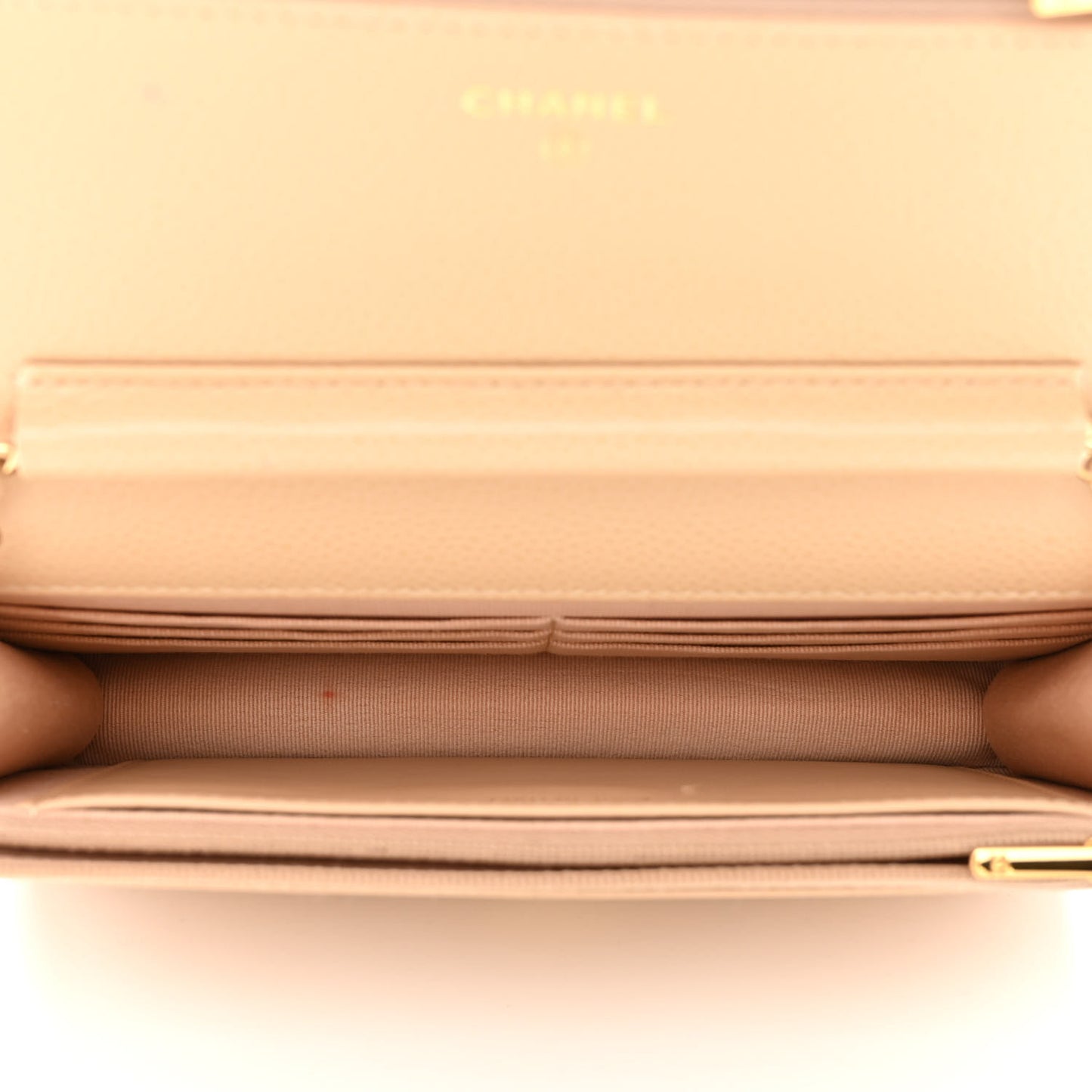 Caviar Quilted Wallet On Chain WOC Beige