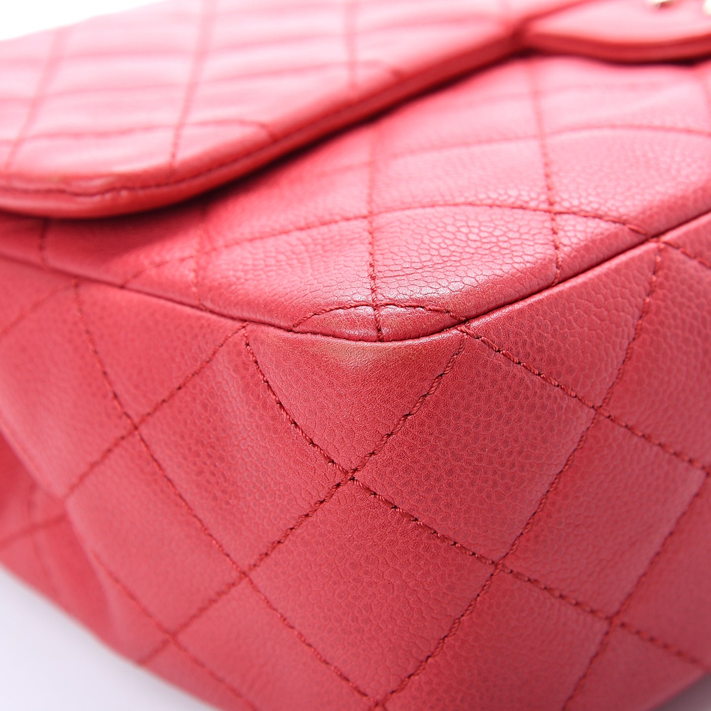 Washed Caviar Quilted Jumbo Single Flap Fuchsia