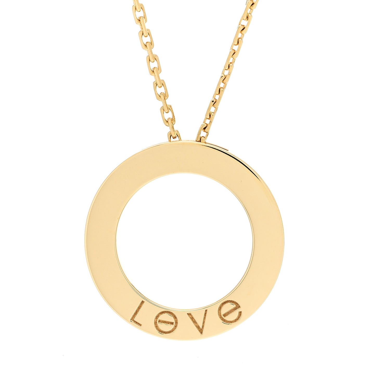 18K Yellow Gold 3 Diamonds LOVE Pendant Necklace