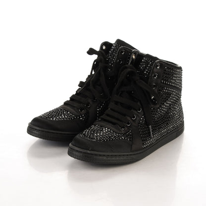 Gucci Satin Studded High Top Sneakers 38 Black 3 of 7