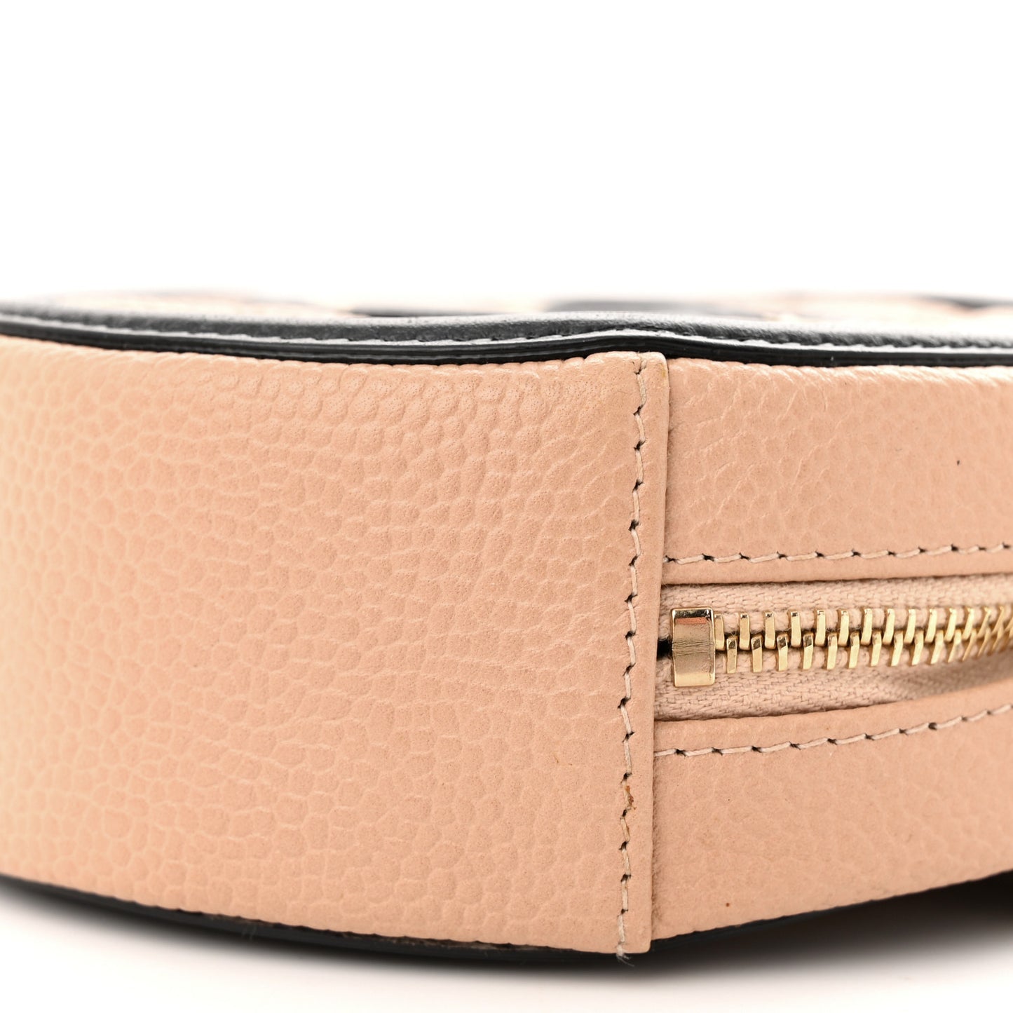 Caviar Quilted Round Filigree Crossbody Beige Black