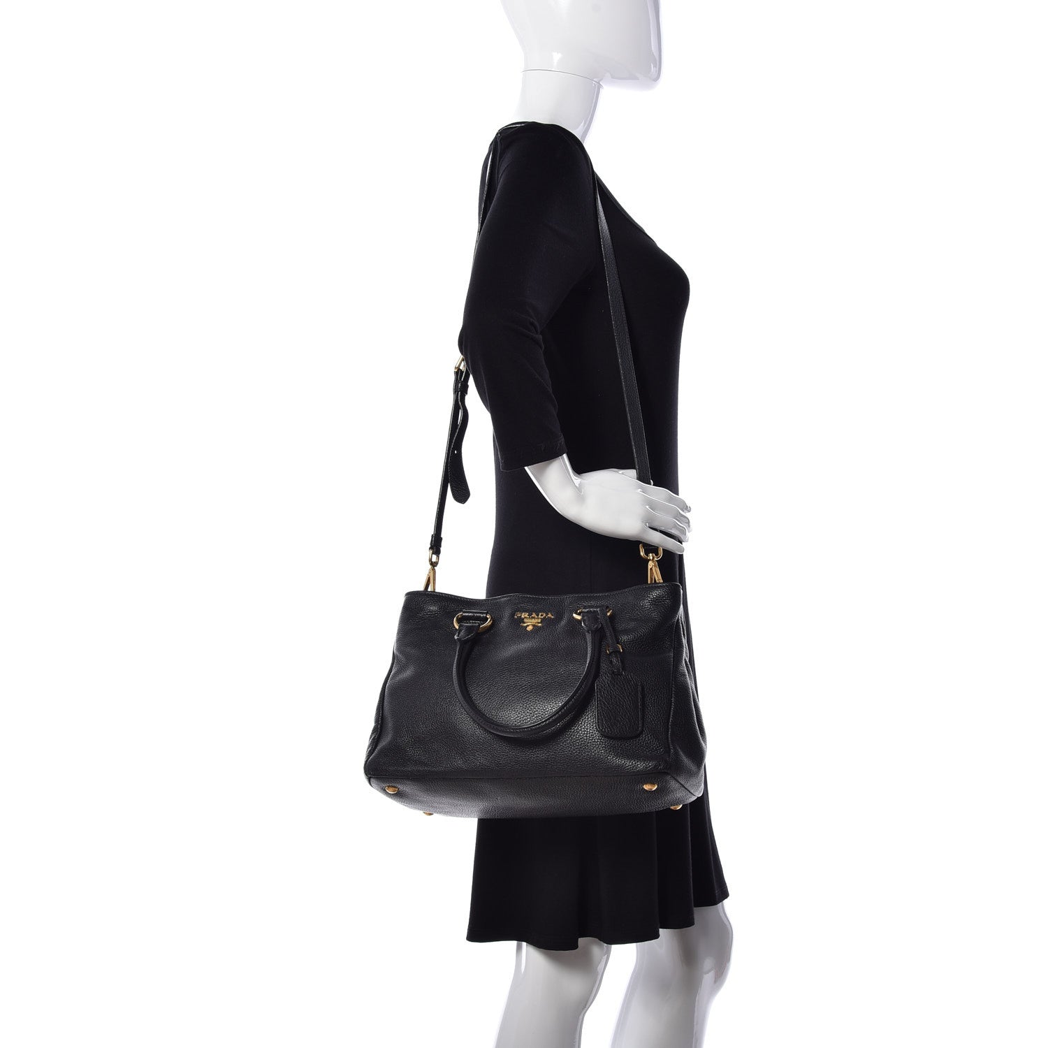 Prada Vitello Daino Tote Nero Black 2 of 9