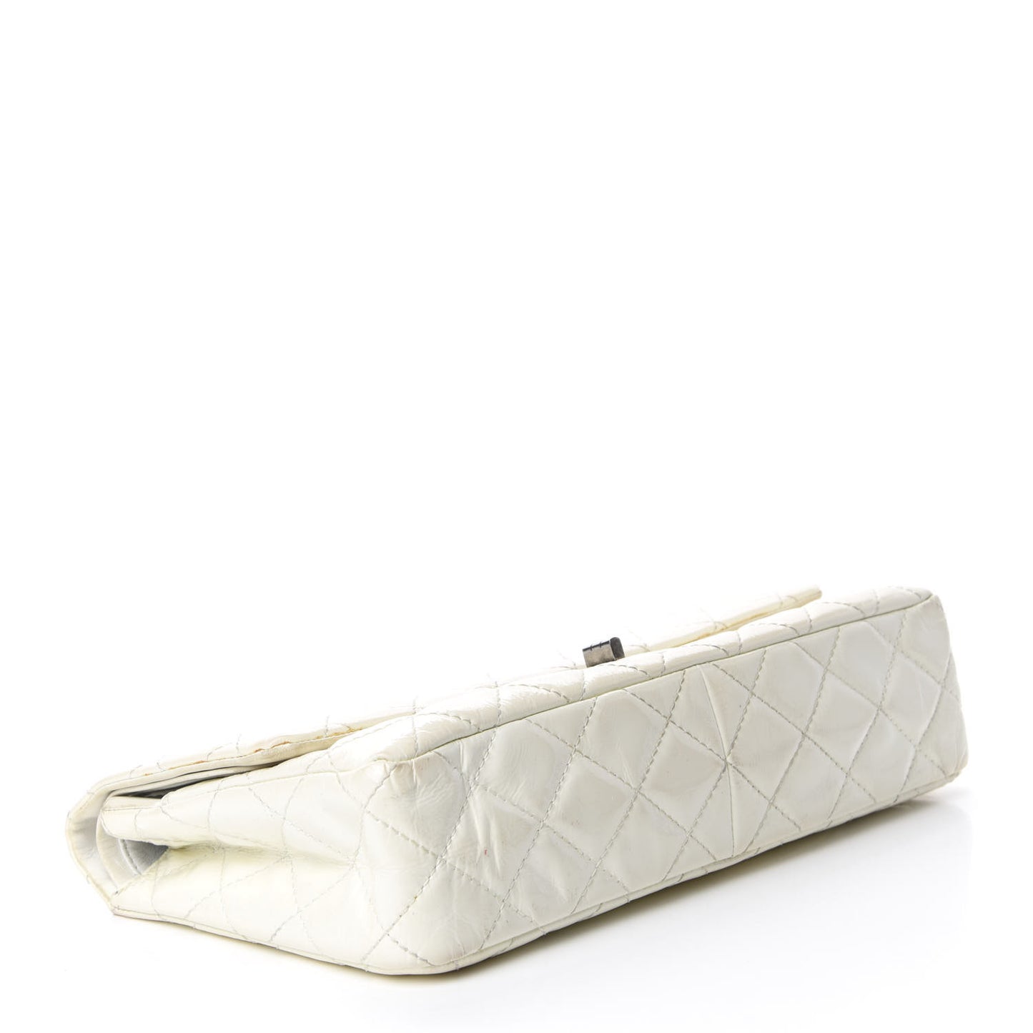 Distressed Patent Quilted 2.55 Reissue Flap 227 White