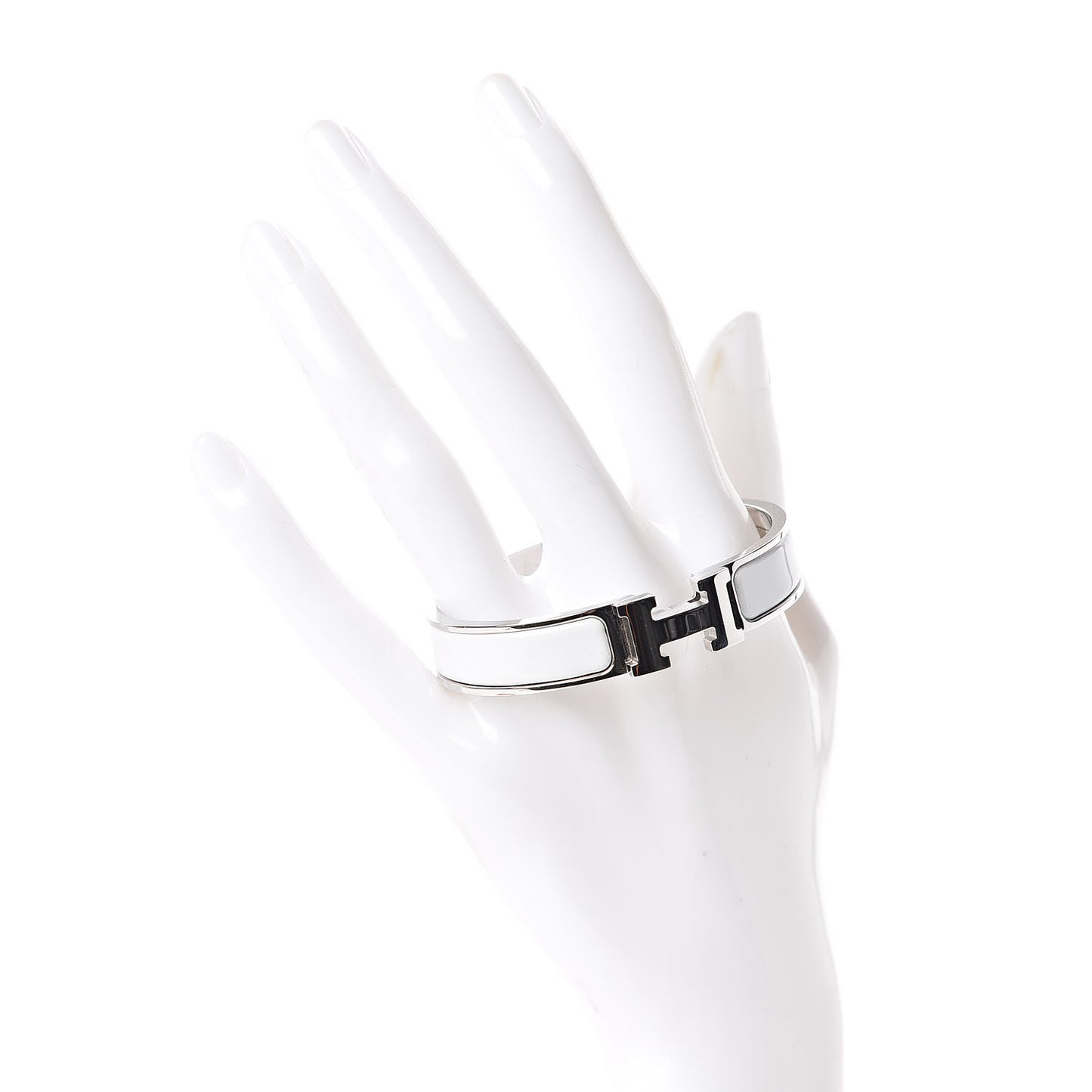 Enamel Narrow Clic Clac H Bracelet PM White