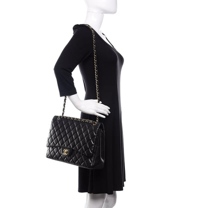 Chanel Lambskin Quilted Jumbo Single Flap Black 2 of 14