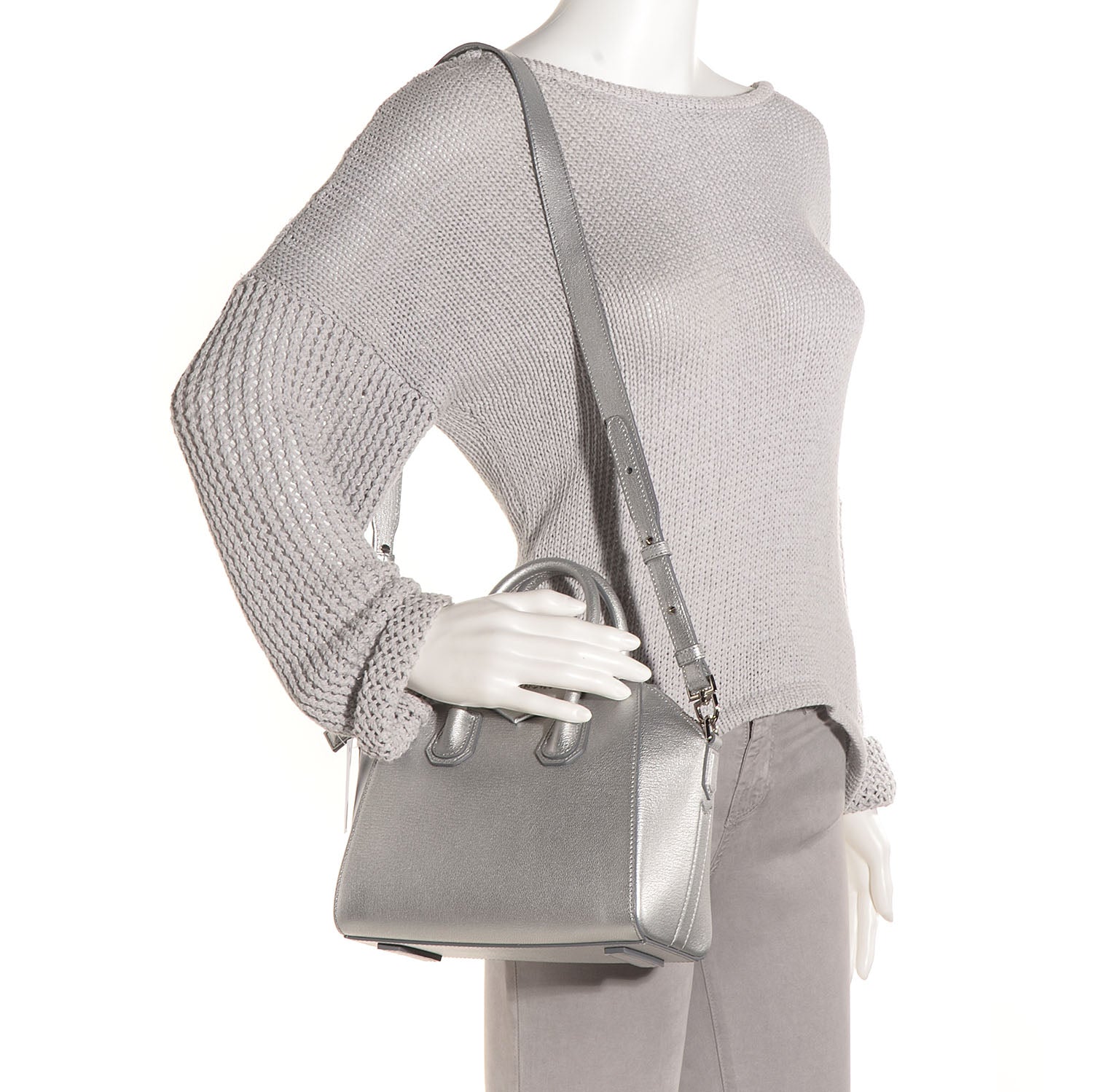 Givenchy Sugar Goatskin Mini Antigona Silver 2 of 12
