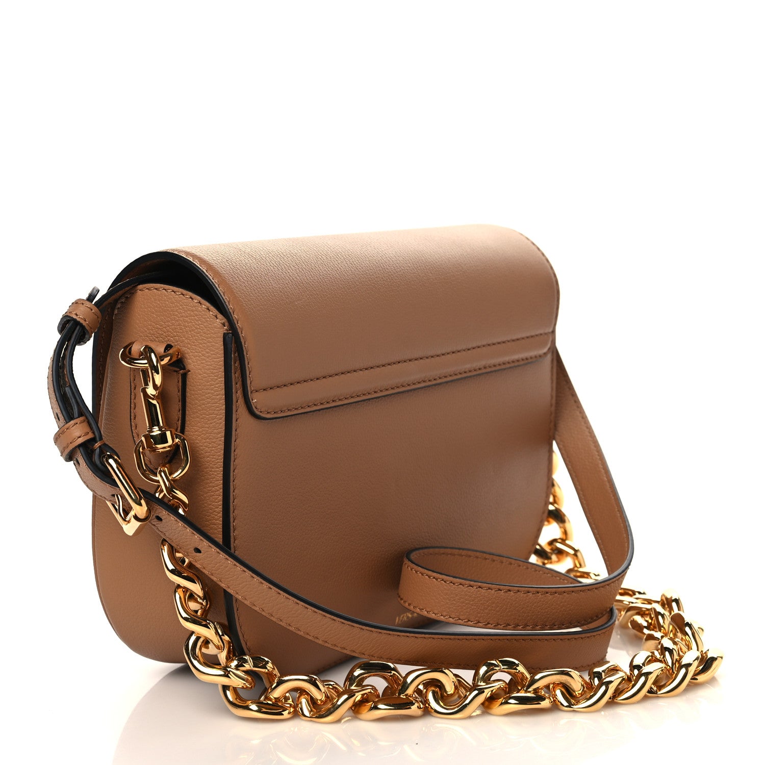 Versace Grained Calfskin La Medusa Chain Clutch Bag Brown 2 of 5