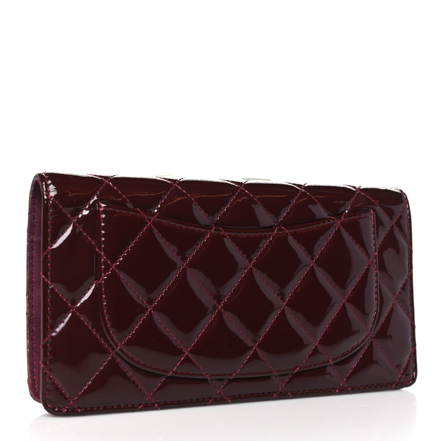 Patent Calfskin Quilted Yen Wallet Red
