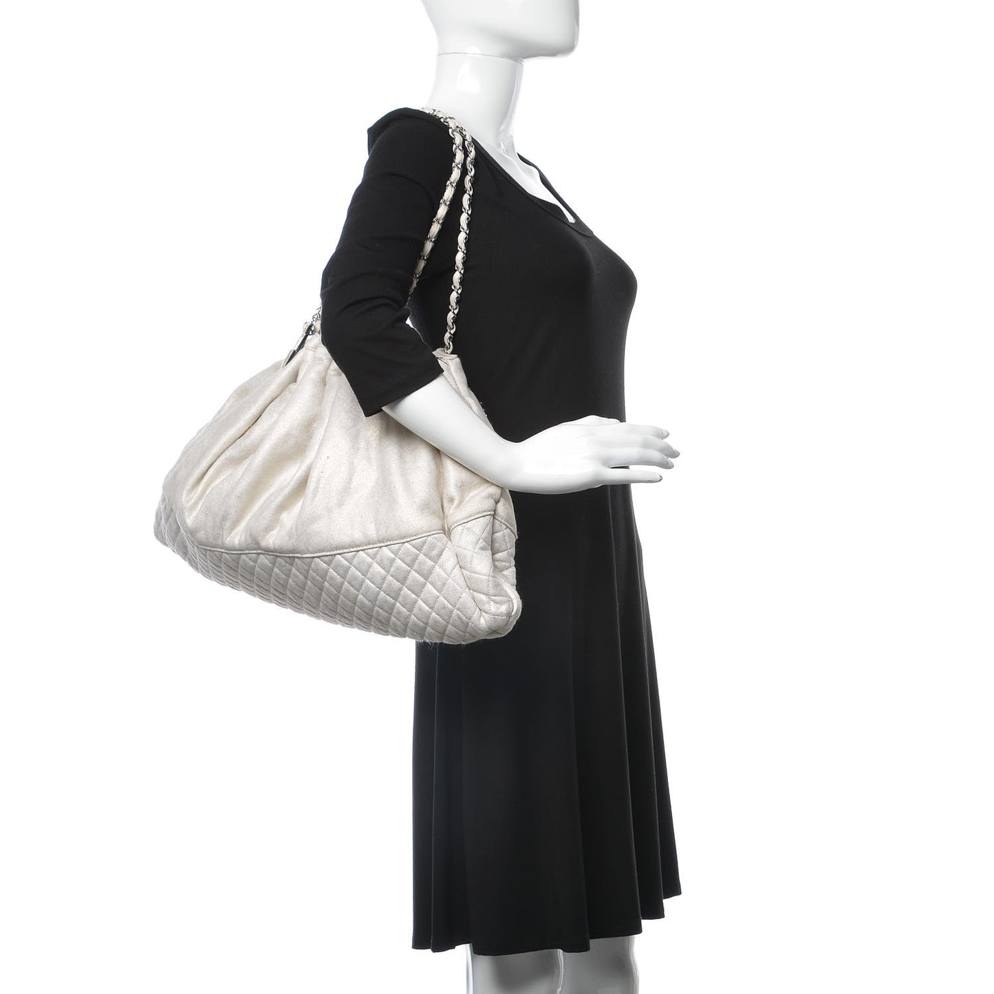 Metallic Jersey Quilted Melrose Cabas Light Beige