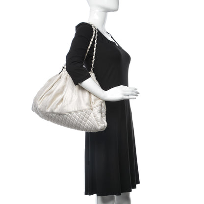 Chanel Metallic Jersey Quilted Melrose Cabas Light Beige 2 of 8