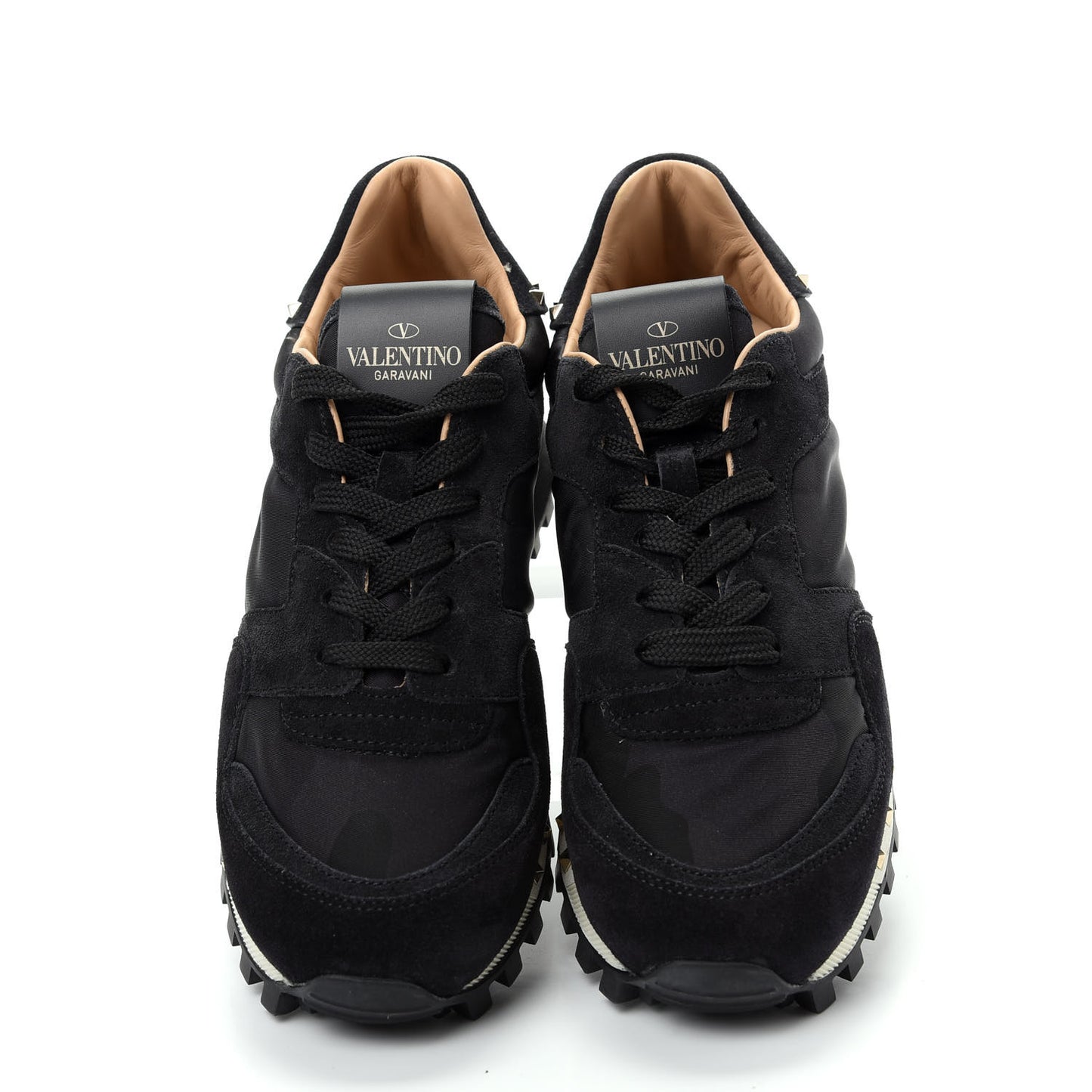 Suede Nylon Camouflage Womens Soul Rockstud Sneakers 36.5 Black