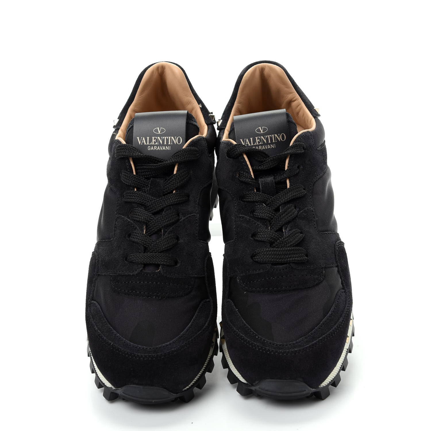 Valentino Garavani Suede Nylon Camouflage Womens Soul Rockstud Sneakers 36.5 Black 5 of 10