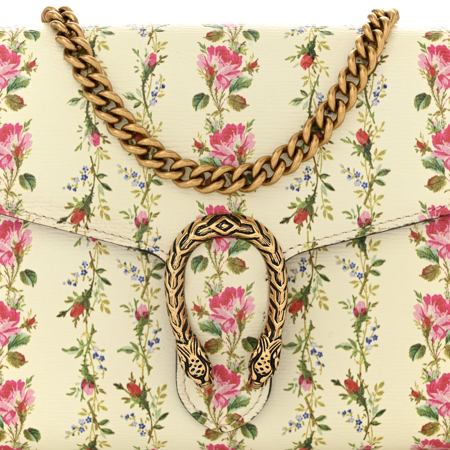 Gucci Calfskin Floral Print Mini Dionysus Chain Wallet Ivory Pink 8 of 10