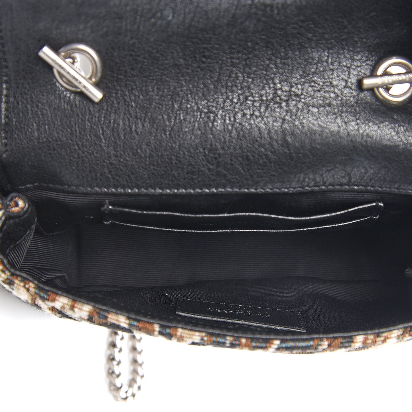 Jacquard Leopard Matelasse Chevron Monogram Baby Chain Bag Black