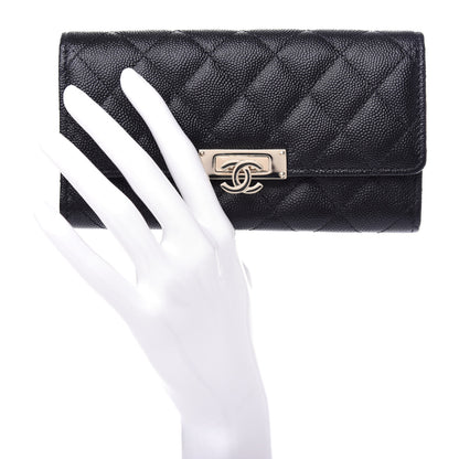 Chanel Caviar Quilted Large Golden Class Gusset Flap Wallet Black 2 of 8