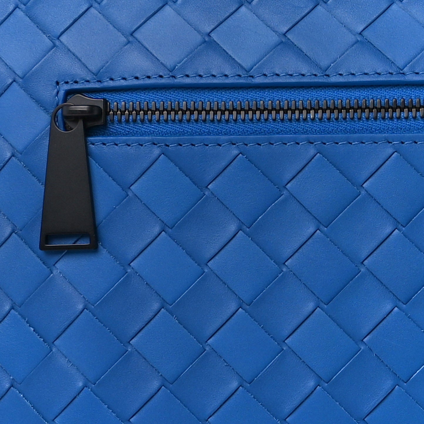 Calfskin Intrecciato Small Document Case Blue