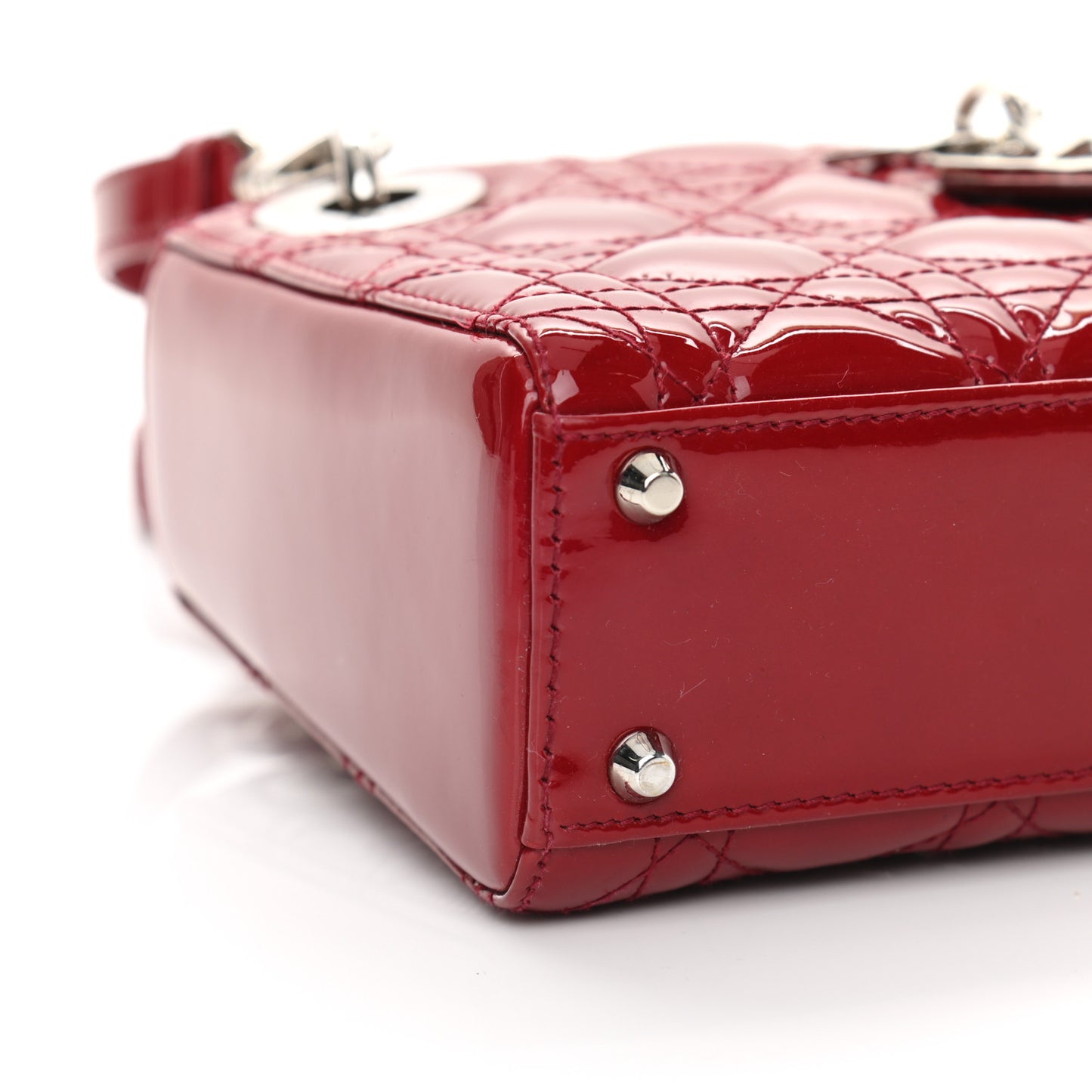 Patent Cannage Mini Lady Dior Red