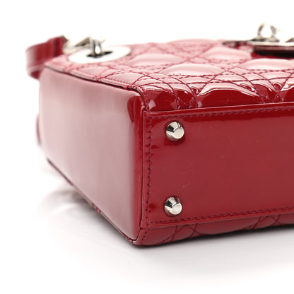 Christian Dior Patent Cannage Mini Lady Dior Red 8 of 12