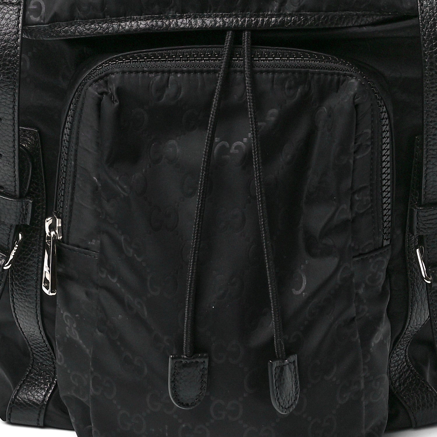 Gucci Nylon Monogram Medium Light Double Buckle Backpack Black 11 of 14