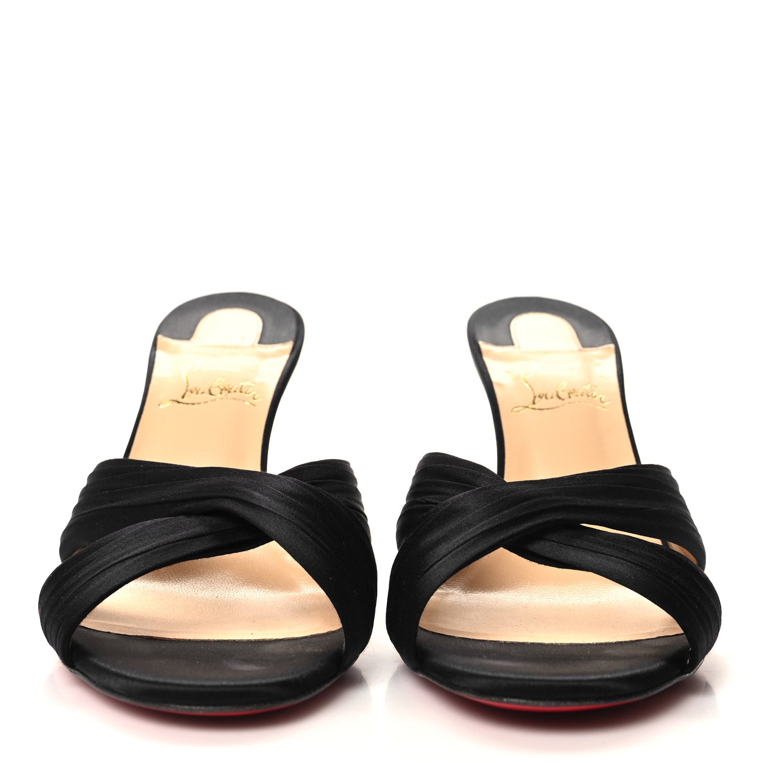 Christian Louboutin Crepe Satin Nicol Is Back 85 Slide Sandals 37 Black 2 of 8
