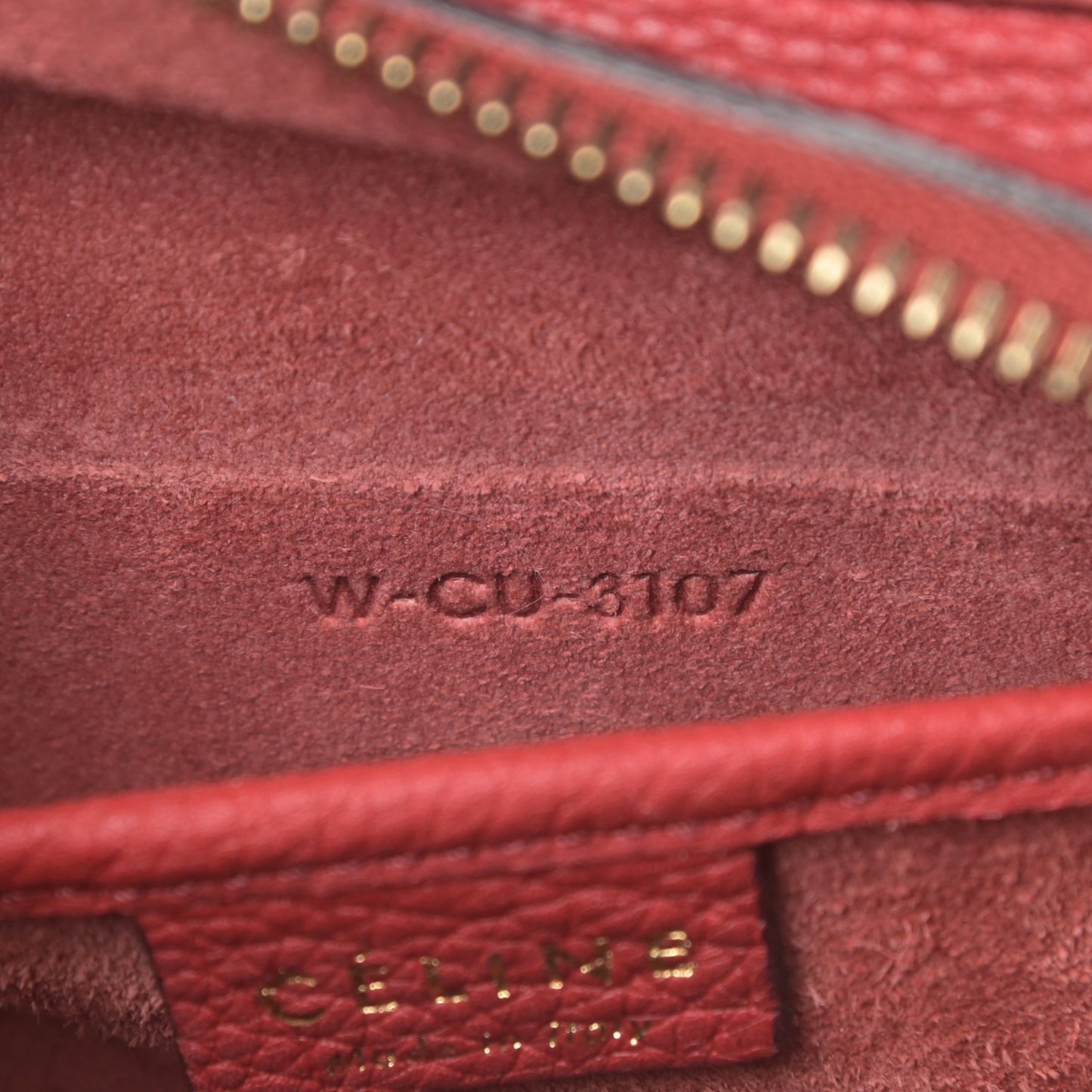 Drummed Calfskin Nano Luggage Red