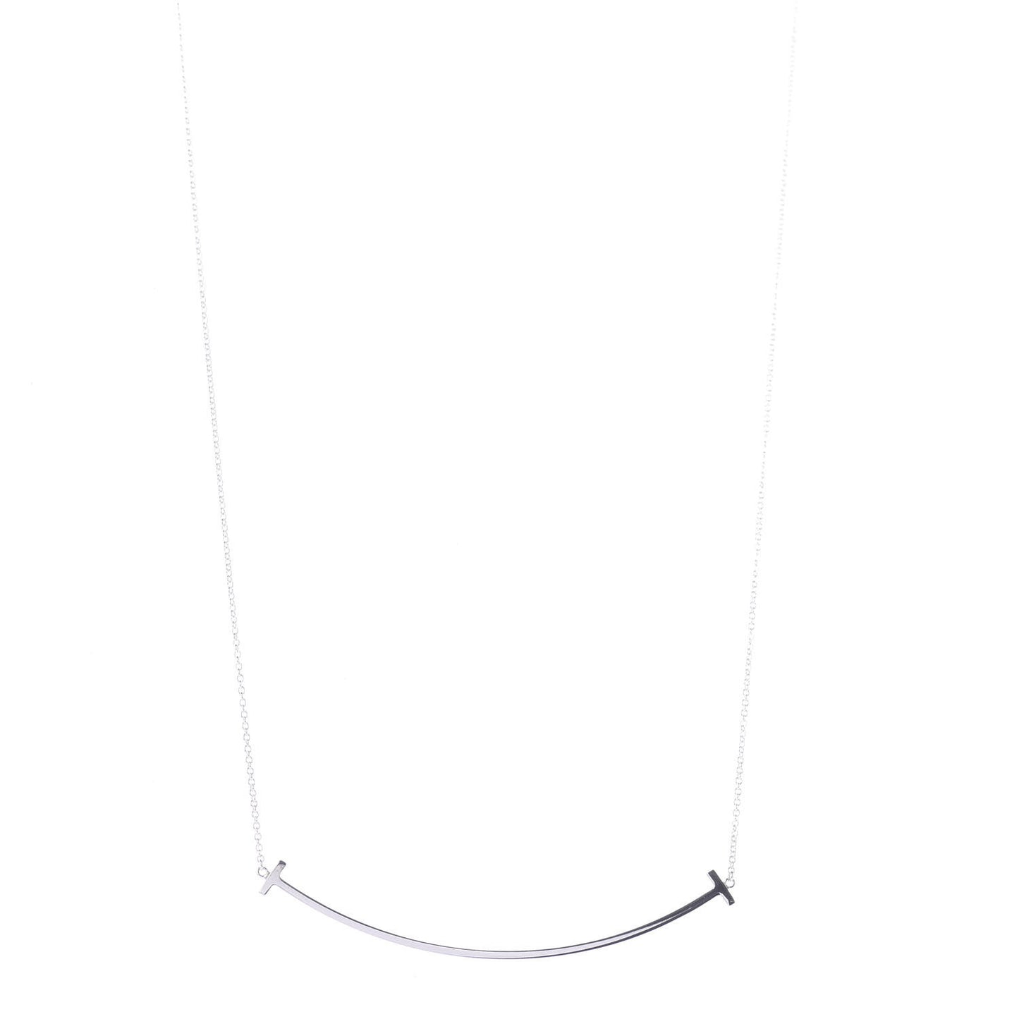 Sterling Silver Large T Smile Pendant Necklace