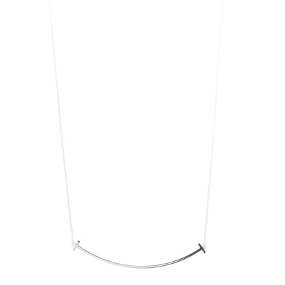 Tiffany Sterling Silver Large T Smile Pendant Necklace 1 of 4