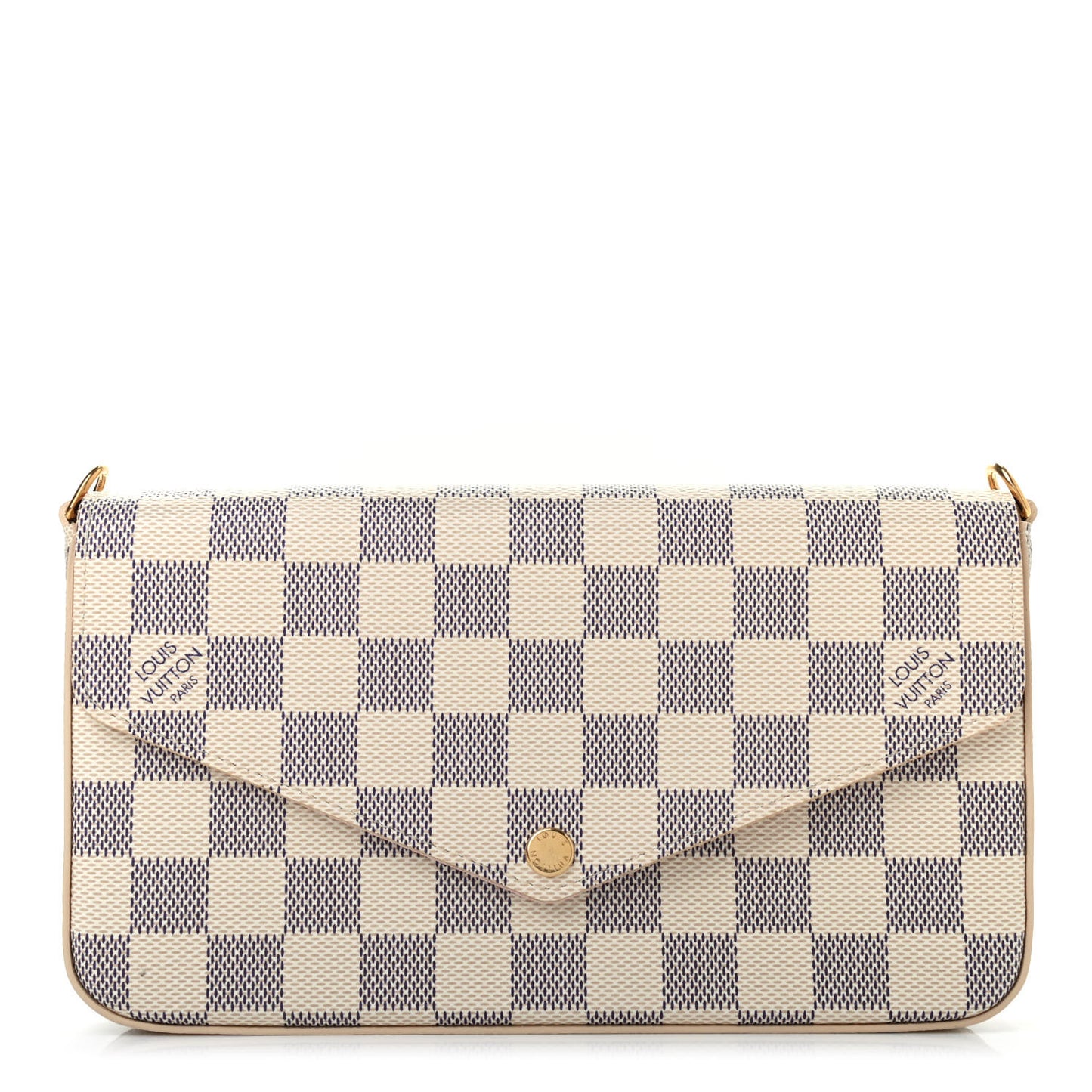 Damier Azur Pochette Felicie Chain Wallet Rose Ballerine