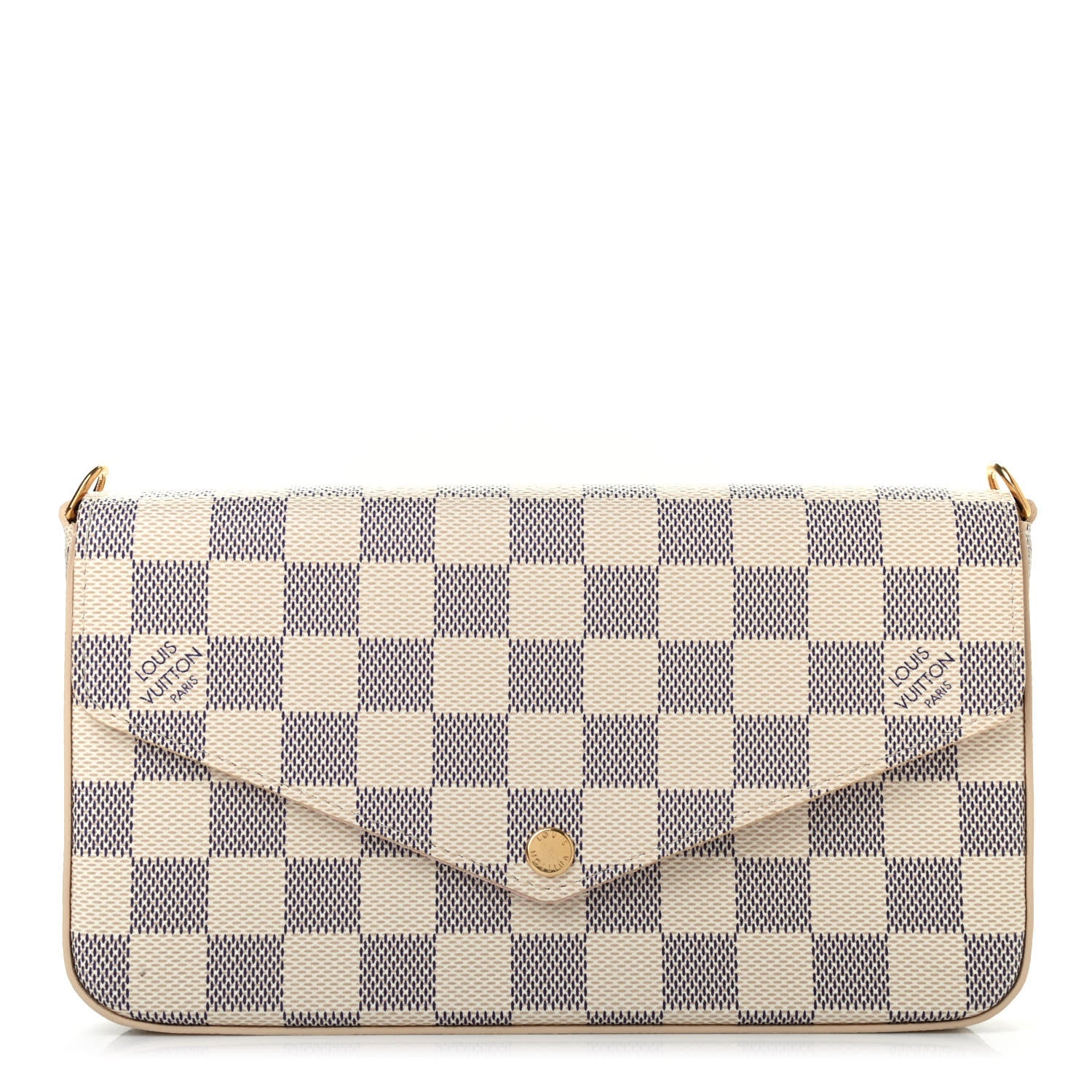 Louis Vuitton Damier Azur Pochette Felicie Chain Wallet Rose Ballerine 1 of 8